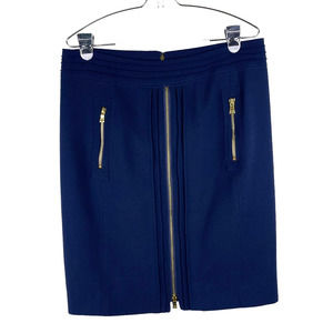 TORY BURCH Rosalyn Skirt Wool Blend Zipper Front Navy Blue Women’s Size 8